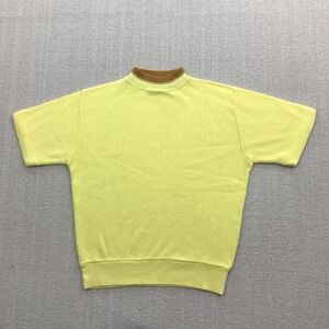 VINTAGE Puritan Sweater Mens Small Yellow 60s Short Sleeve MOD Gary Player Golf